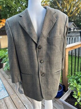 Vintage 90s Club International by Tip Top Tailors Glen Plaid Tweed Wool Blazer
